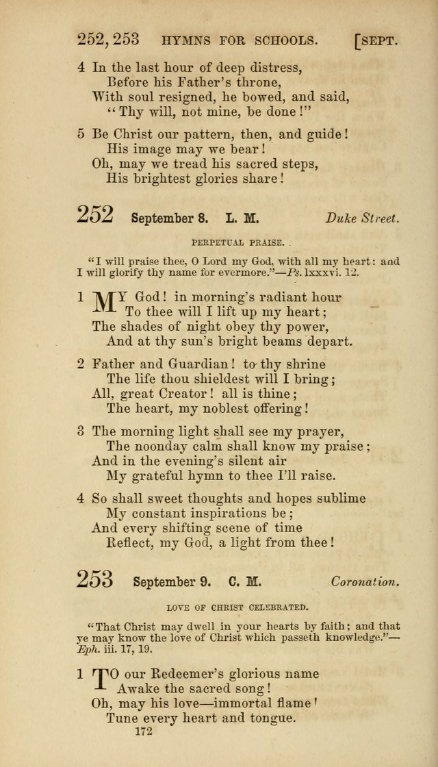 Hymns for Schools: with appropriate selections from scripture and tunes suited to the metres of the hymns (3rd ed.) page 172