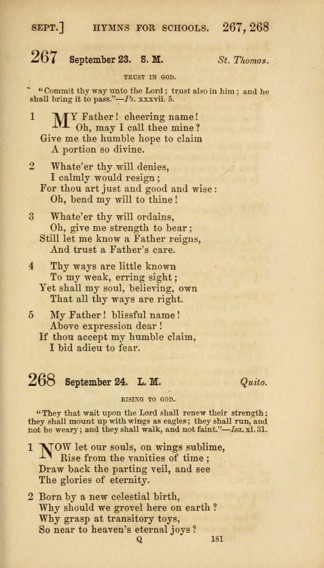 Hymns for Schools: with appropriate selections from scripture and tunes suited to the metres of the hymns (3rd ed.) page 181