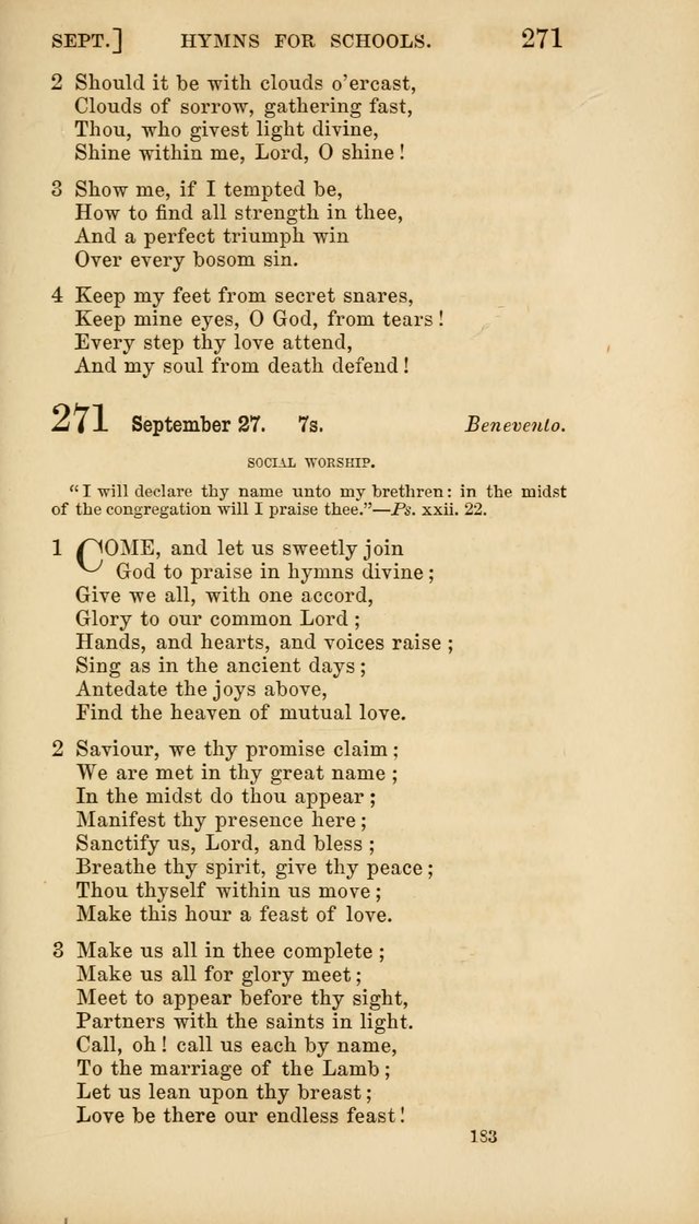 Hymns for Schools: with appropriate selections from scripture and tunes suited to the metres of the hymns (3rd ed.) page 183