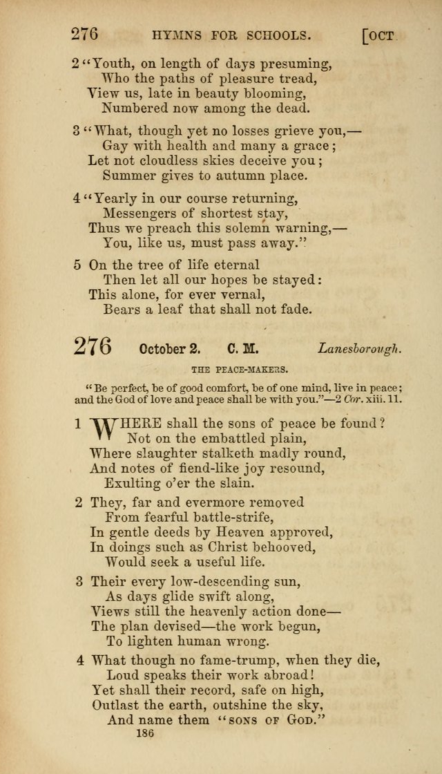 Hymns for Schools: with appropriate selections from scripture and tunes suited to the metres of the hymns (3rd ed.) page 186