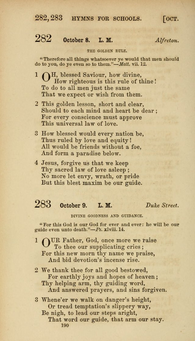 Hymns for Schools: with appropriate selections from scripture and tunes suited to the metres of the hymns (3rd ed.) page 190