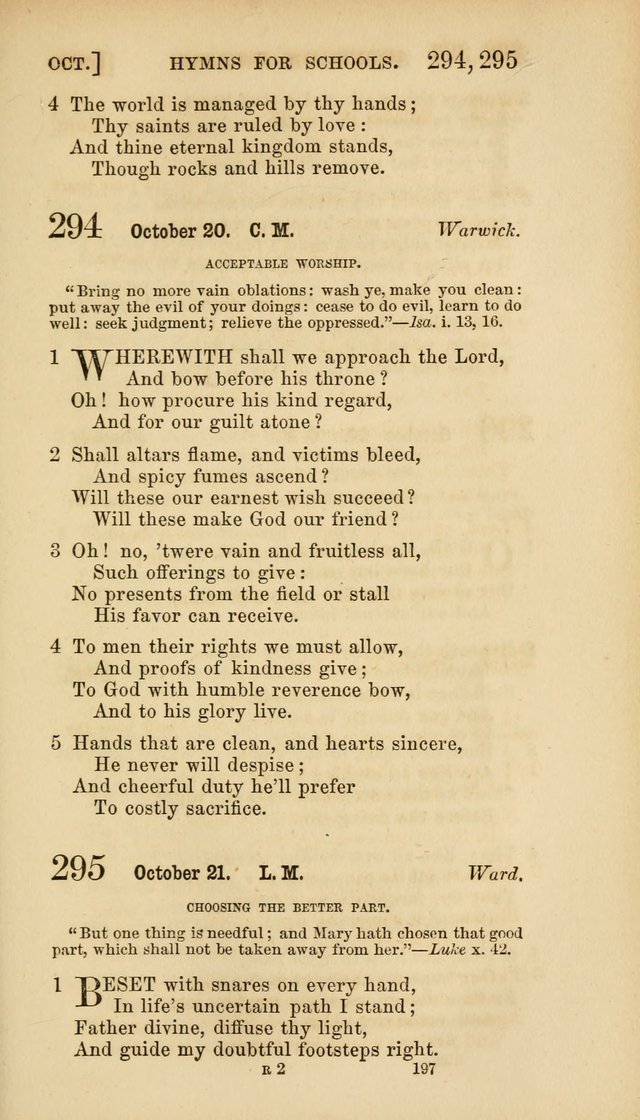 Hymns for Schools: with appropriate selections from scripture and tunes suited to the metres of the hymns (3rd ed.) page 197