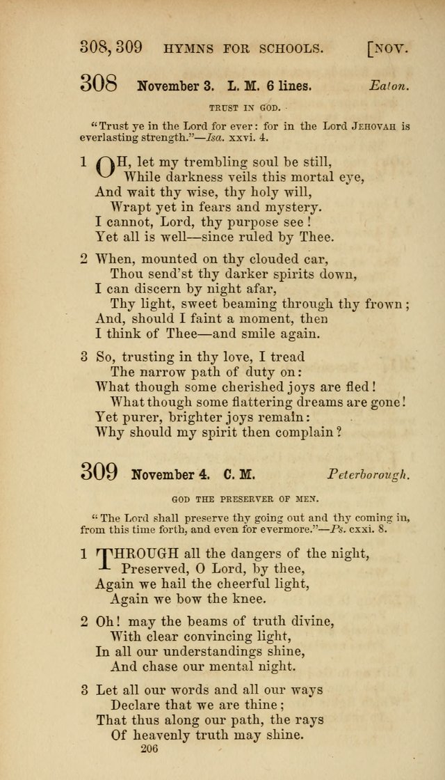 Hymns for Schools: with appropriate selections from scripture and tunes suited to the metres of the hymns (3rd ed.) page 206