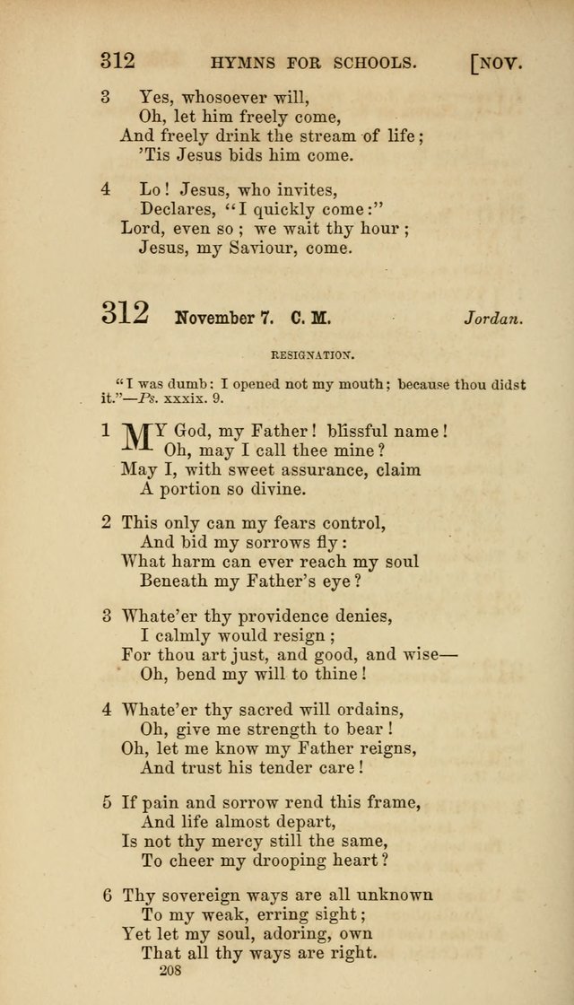 Hymns for Schools: with appropriate selections from scripture and tunes suited to the metres of the hymns (3rd ed.) page 208