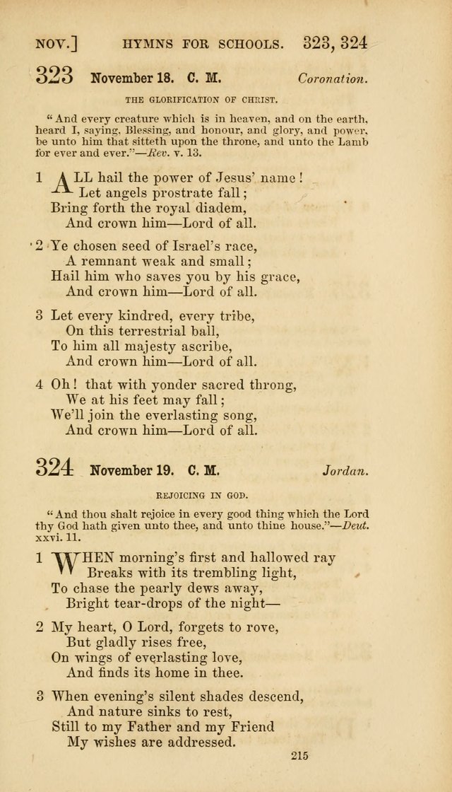 Hymns for Schools: with appropriate selections from scripture and tunes suited to the metres of the hymns (3rd ed.) page 215