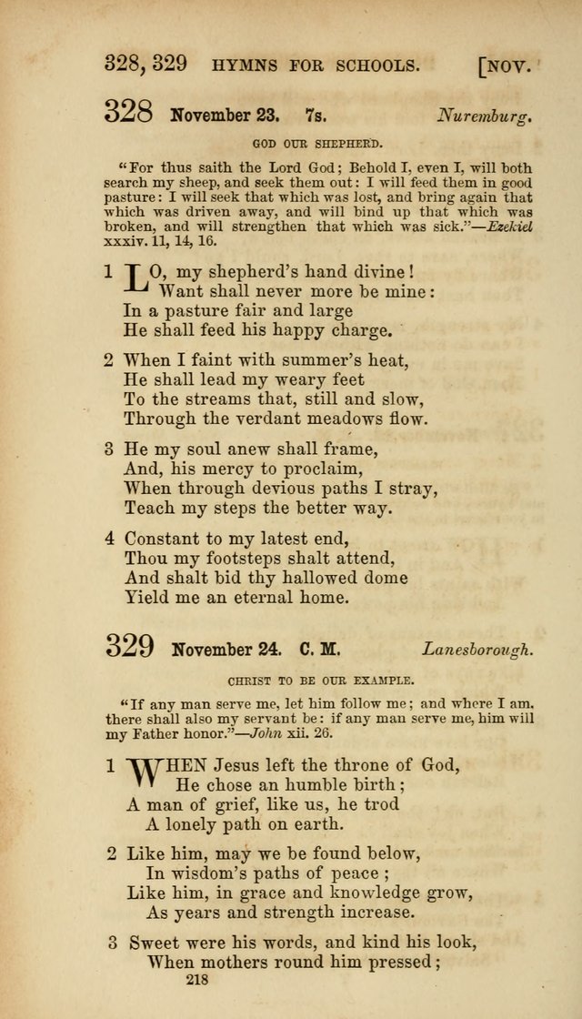 Hymns for Schools: with appropriate selections from scripture and tunes suited to the metres of the hymns (3rd ed.) page 218