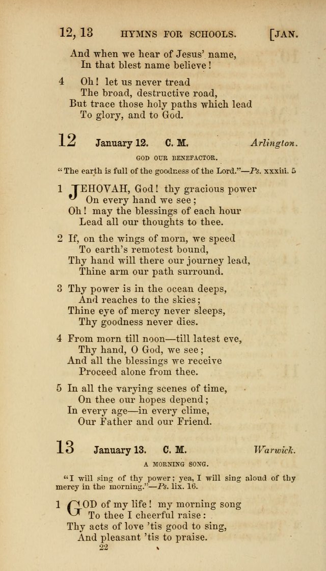 Hymns for Schools: with appropriate selections from scripture and tunes suited to the metres of the hymns (3rd ed.) page 22