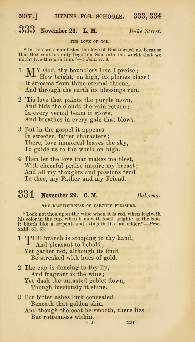 Hymns for Schools: with appropriate selections from scripture and tunes suited to the metres of the hymns (3rd ed.) page 221