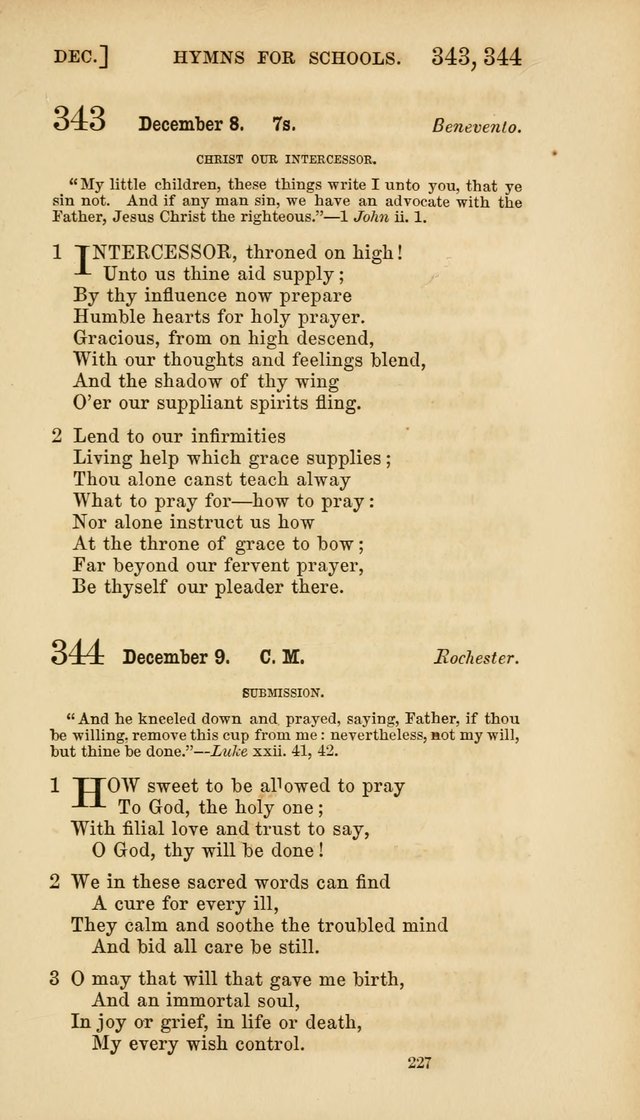 Hymns for Schools: with appropriate selections from scripture and tunes suited to the metres of the hymns (3rd ed.) page 227