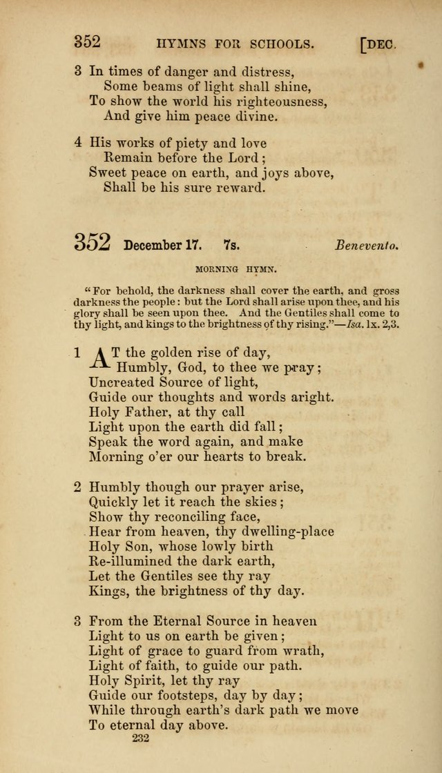 Hymns for Schools: with appropriate selections from scripture and tunes suited to the metres of the hymns (3rd ed.) page 232