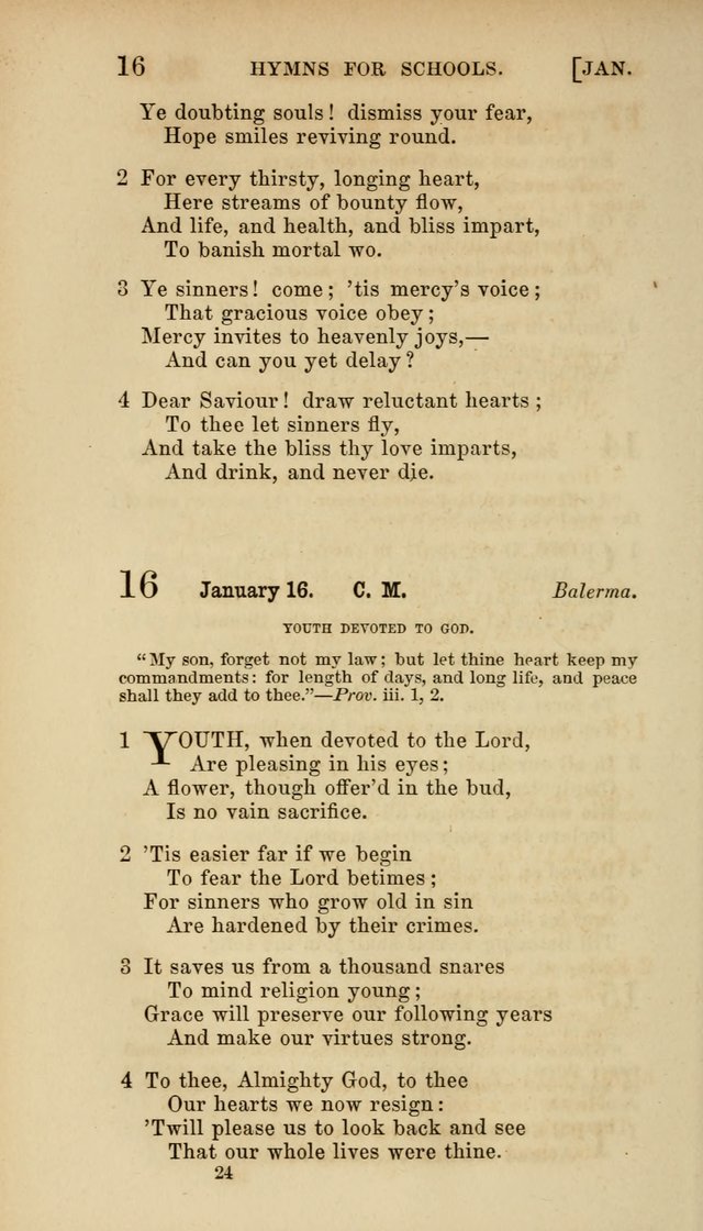 Hymns for Schools: with appropriate selections from scripture and tunes suited to the metres of the hymns (3rd ed.) page 24