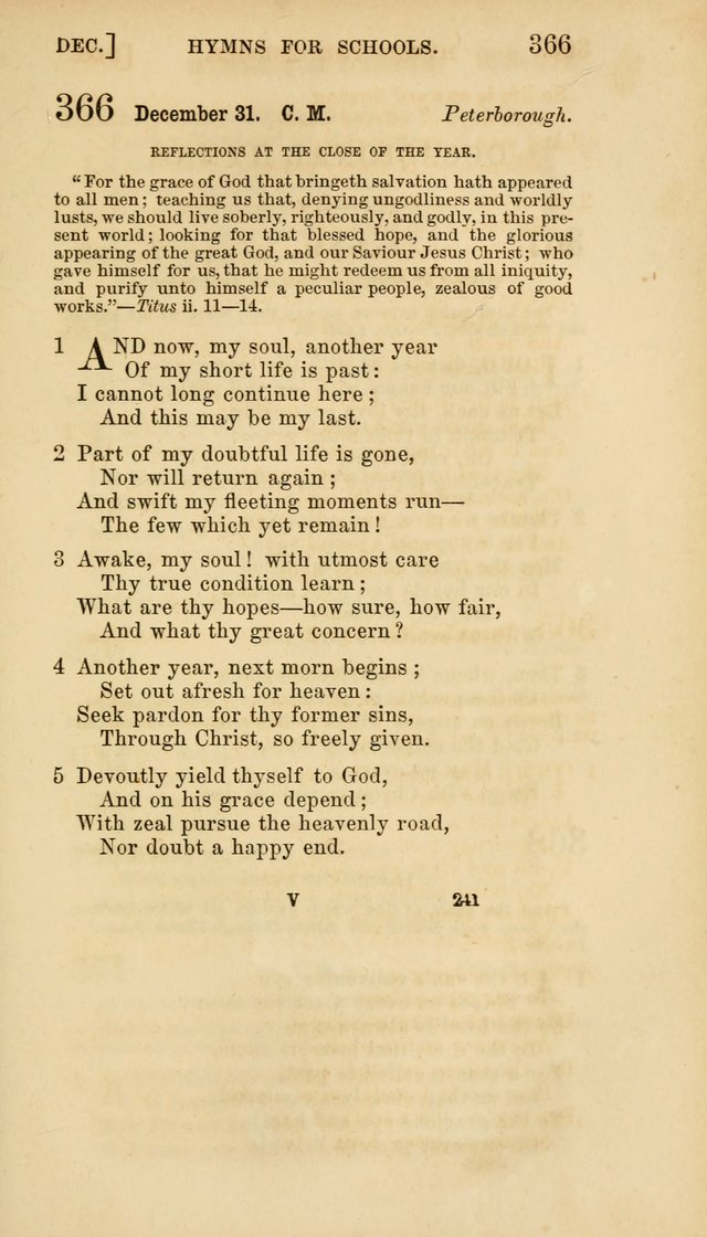 Hymns for Schools: with appropriate selections from scripture and tunes suited to the metres of the hymns (3rd ed.) page 241