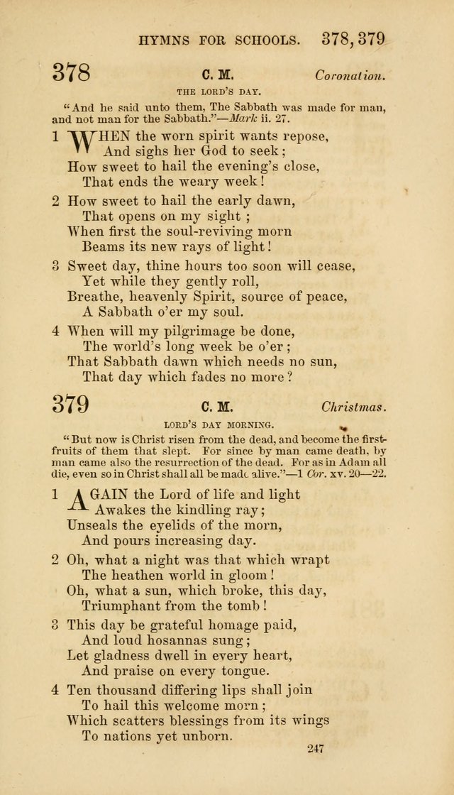 Hymns for Schools: with appropriate selections from scripture and tunes suited to the metres of the hymns (3rd ed.) page 247