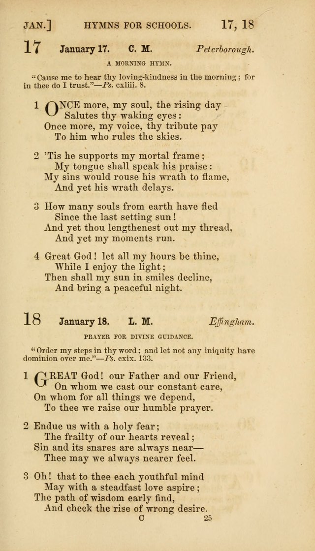 Hymns for Schools: with appropriate selections from scripture and tunes suited to the metres of the hymns (3rd ed.) page 25