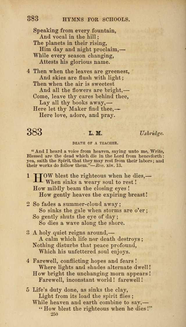 Hymns for Schools: with appropriate selections from scripture and tunes suited to the metres of the hymns (3rd ed.) page 250