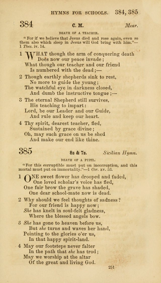 Hymns for Schools: with appropriate selections from scripture and tunes suited to the metres of the hymns (3rd ed.) page 251