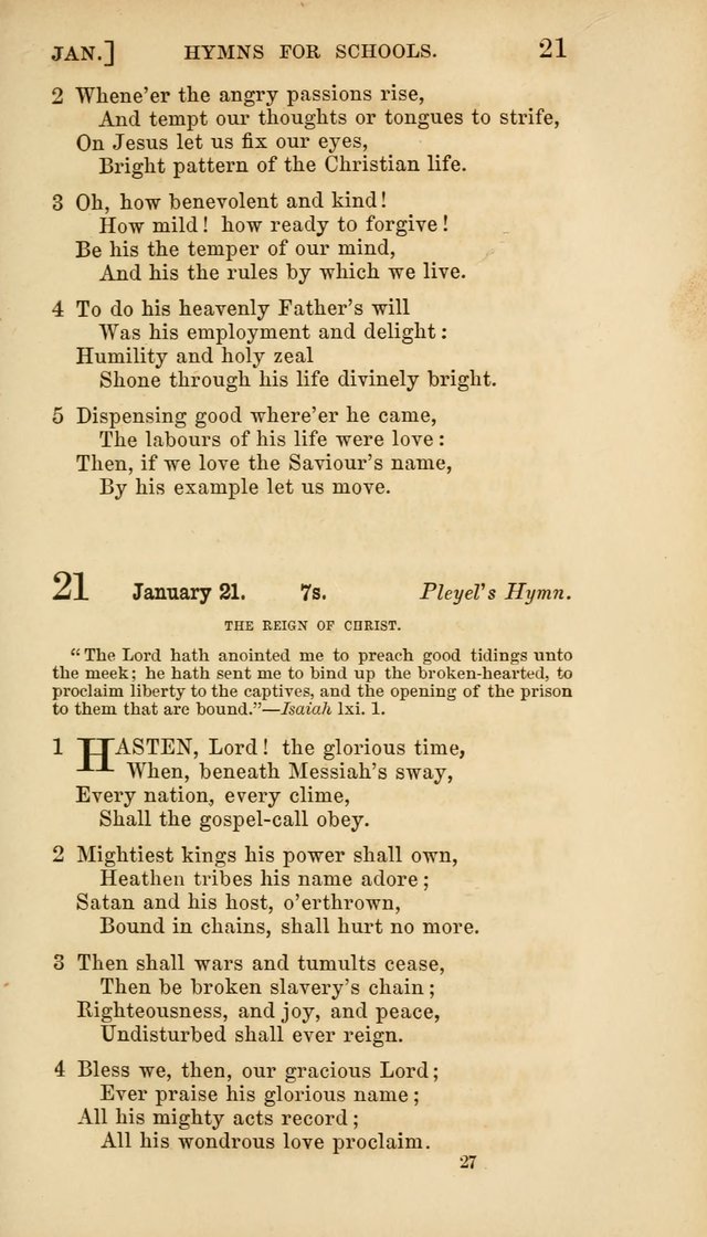 Hymns for Schools: with appropriate selections from scripture and tunes suited to the metres of the hymns (3rd ed.) page 27