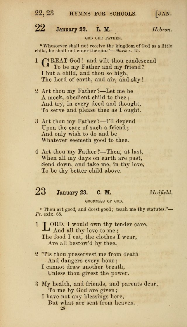 Hymns for Schools: with appropriate selections from scripture and tunes suited to the metres of the hymns (3rd ed.) page 28