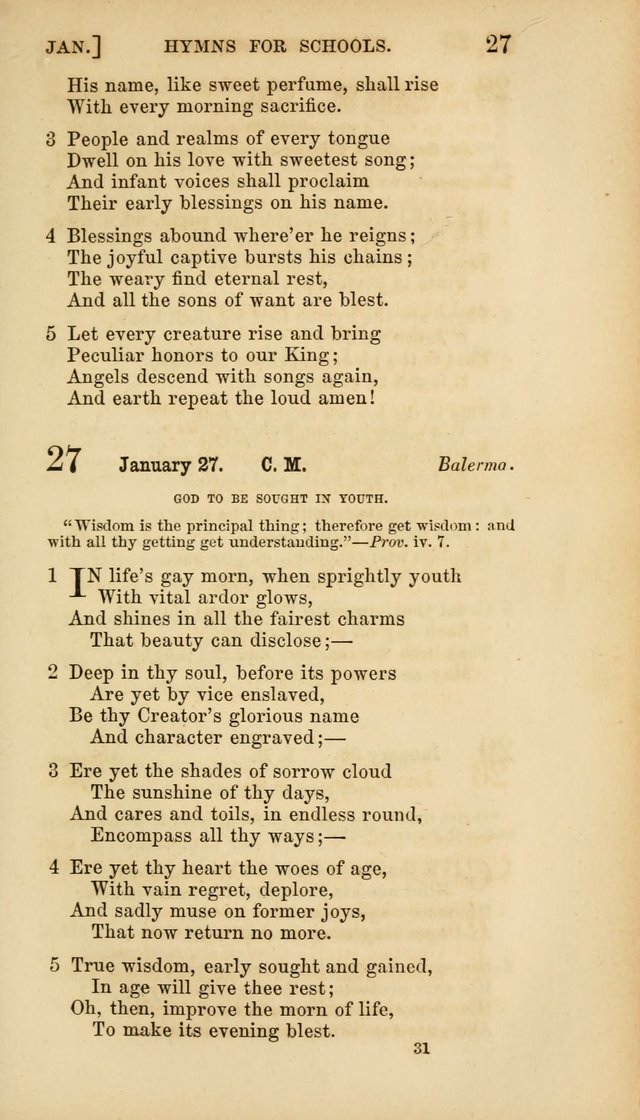 Hymns for Schools: with appropriate selections from scripture and tunes suited to the metres of the hymns (3rd ed.) page 31