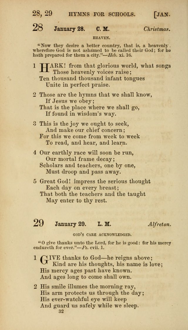 Hymns for Schools: with appropriate selections from scripture and tunes suited to the metres of the hymns (3rd ed.) page 32