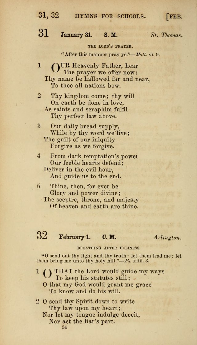 Hymns for Schools: with appropriate selections from scripture and tunes suited to the metres of the hymns (3rd ed.) page 34