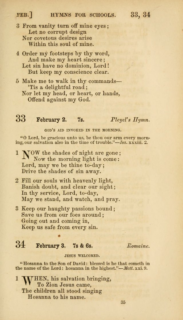 Hymns for Schools: with appropriate selections from scripture and tunes suited to the metres of the hymns (3rd ed.) page 35