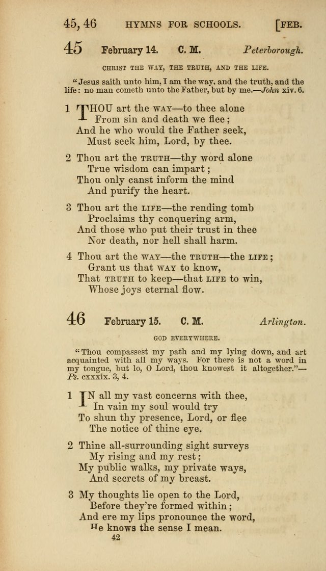 Hymns for Schools: with appropriate selections from scripture and tunes suited to the metres of the hymns (3rd ed.) page 42