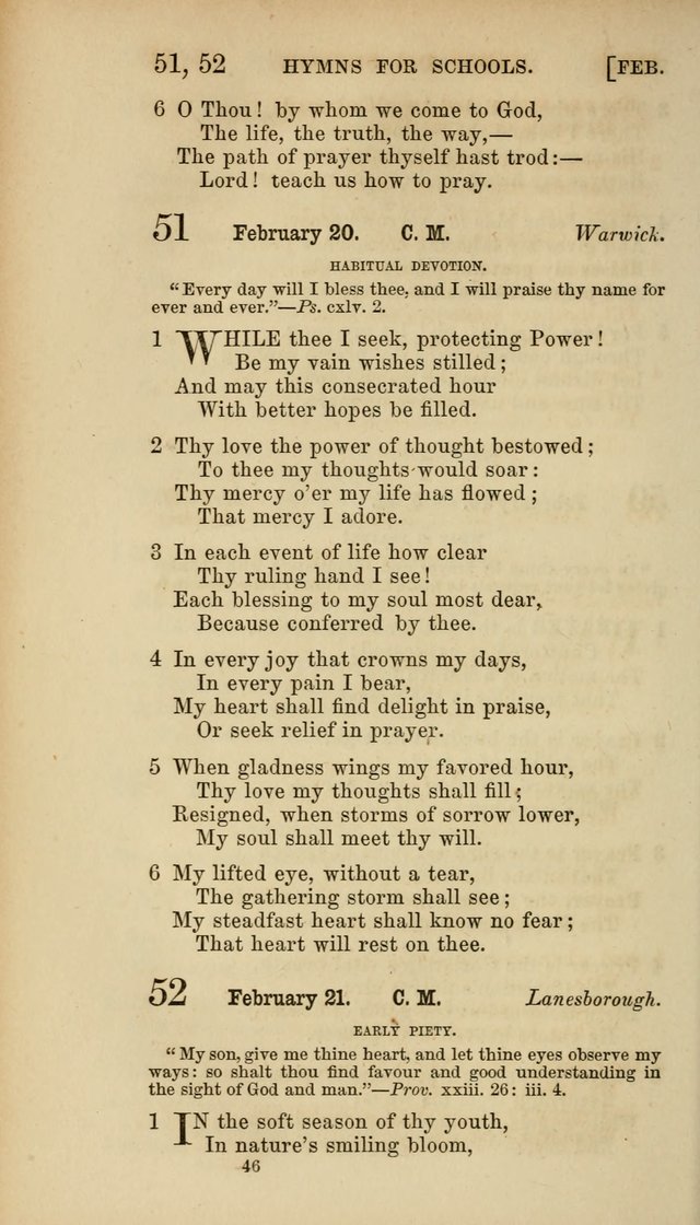 Hymns for Schools: with appropriate selections from scripture and tunes suited to the metres of the hymns (3rd ed.) page 46