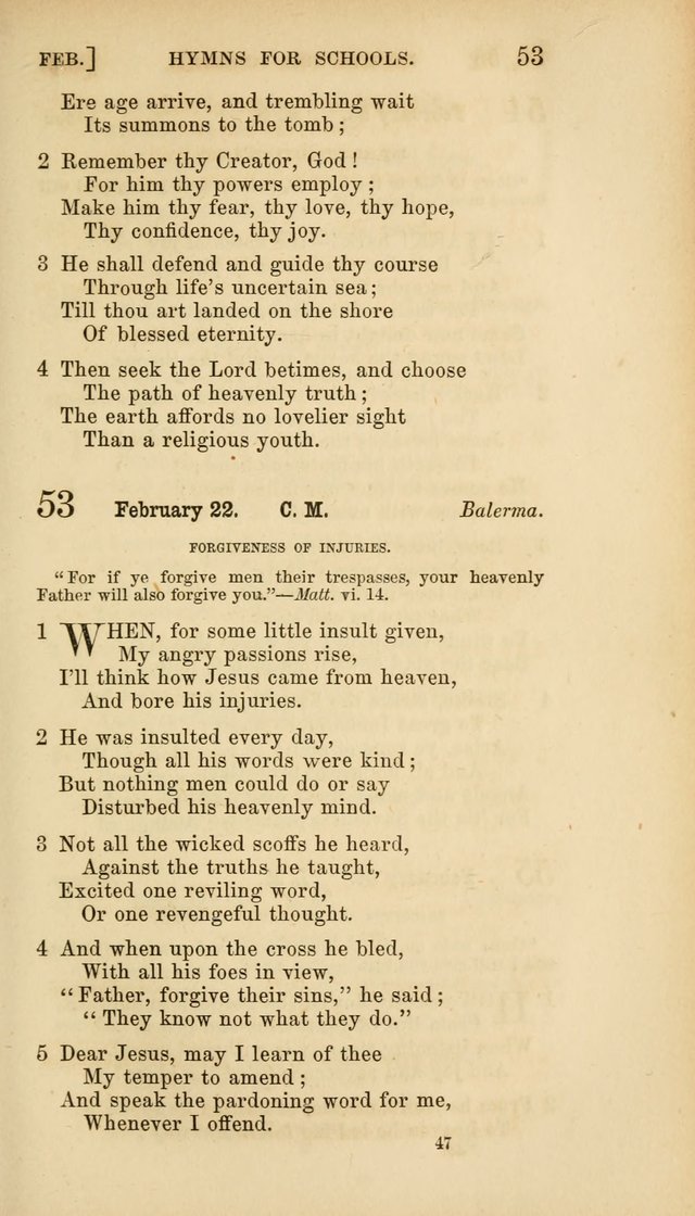 Hymns for Schools: with appropriate selections from scripture and tunes suited to the metres of the hymns (3rd ed.) page 47