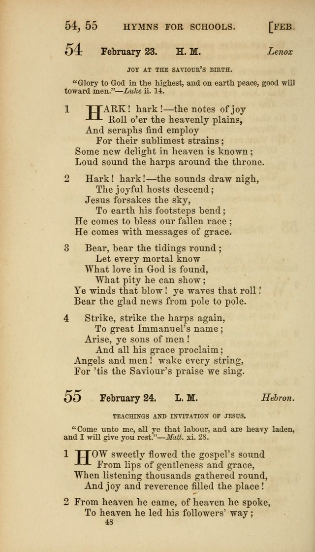 Hymns for Schools: with appropriate selections from scripture and tunes suited to the metres of the hymns (3rd ed.) page 48