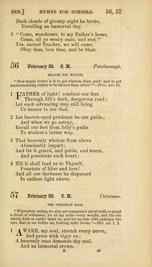 Hymns for Schools: with appropriate selections from scripture and tunes suited to the metres of the hymns (3rd ed.) page 49