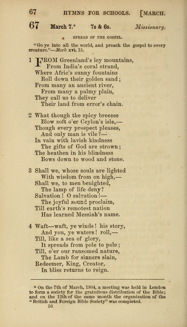 Hymns for Schools: with appropriate selections from scripture and tunes suited to the metres of the hymns (3rd ed.) page 56