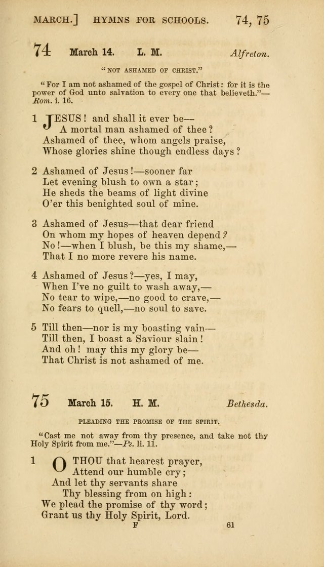 Hymns for Schools: with appropriate selections from scripture and tunes suited to the metres of the hymns (3rd ed.) page 61