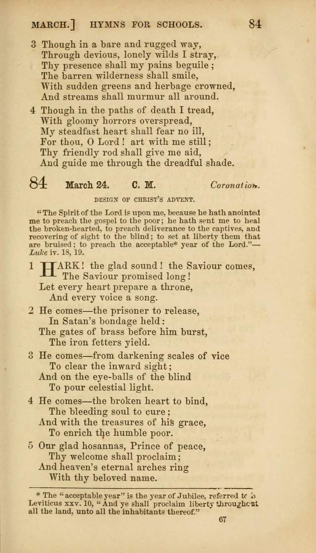 Hymns for Schools: with appropriate selections from scripture and tunes suited to the metres of the hymns (3rd ed.) page 67