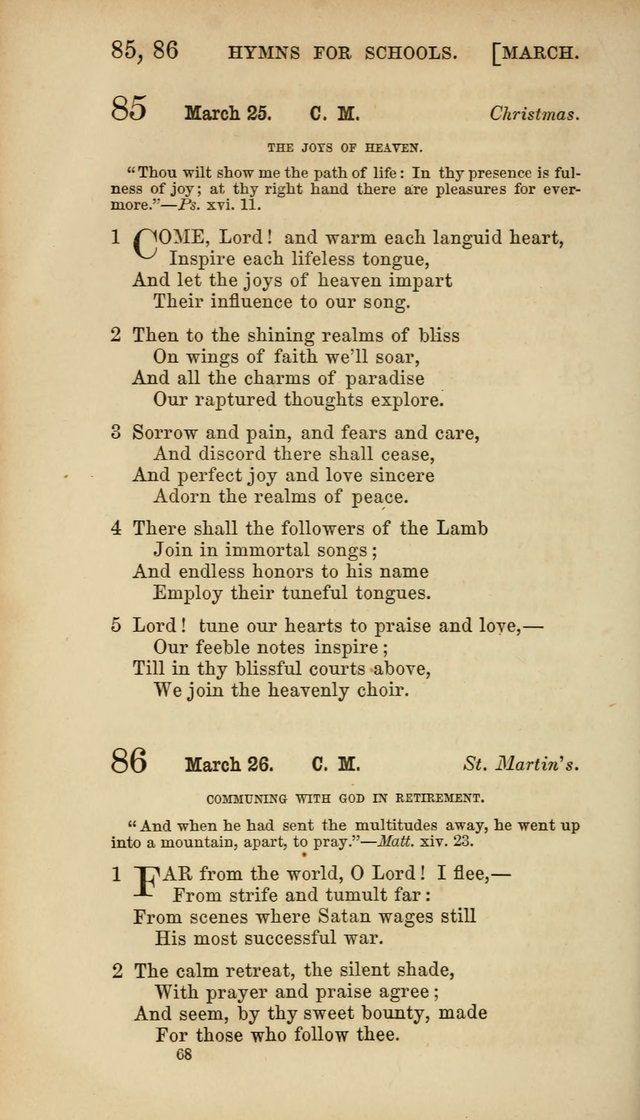 Hymns for Schools: with appropriate selections from scripture and tunes suited to the metres of the hymns (3rd ed.) page 68