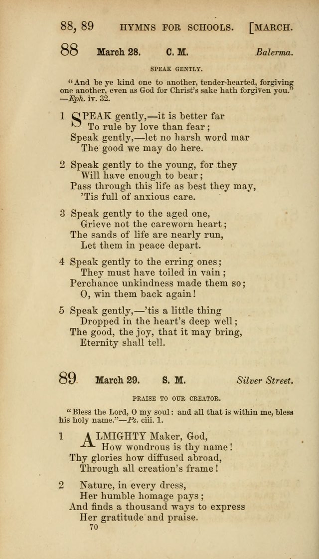 Hymns for Schools: with appropriate selections from scripture and tunes suited to the metres of the hymns (3rd ed.) page 70