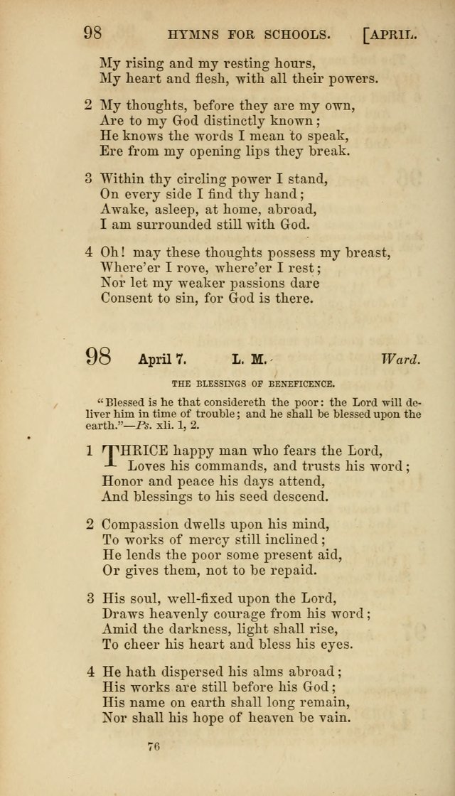 Hymns for Schools: with appropriate selections from scripture and tunes suited to the metres of the hymns (3rd ed.) page 76