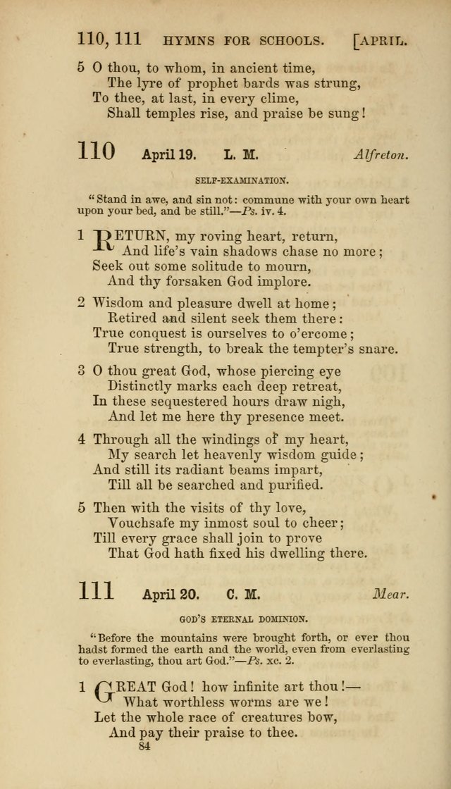 Hymns for Schools: with appropriate selections from scripture and tunes suited to the metres of the hymns (3rd ed.) page 84