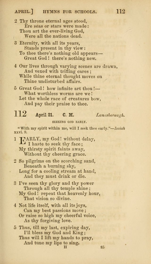 Hymns for Schools: with appropriate selections from scripture and tunes suited to the metres of the hymns (3rd ed.) page 85