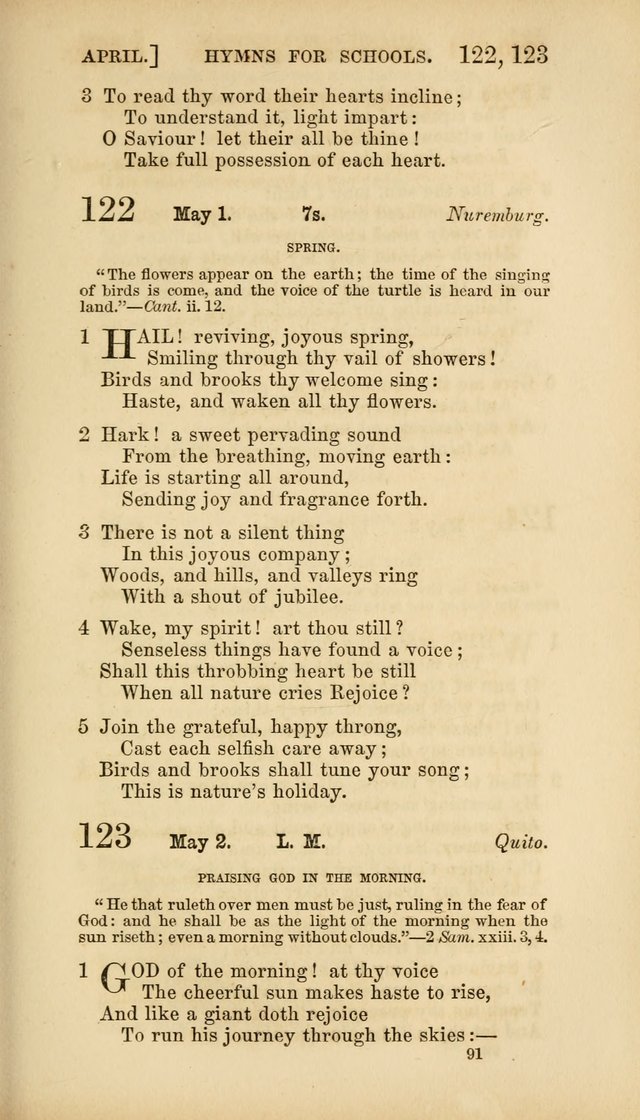 Hymns for Schools: with appropriate selections from scripture and tunes suited to the metres of the hymns (3rd ed.) page 91