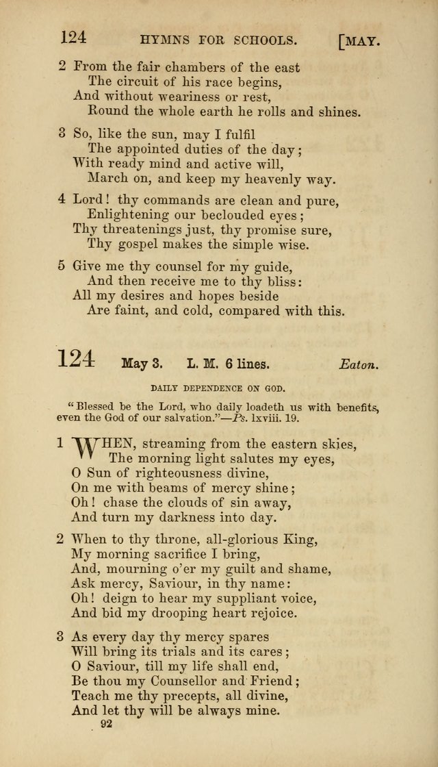 Hymns for Schools: with appropriate selections from scripture and tunes suited to the metres of the hymns (3rd ed.) page 92