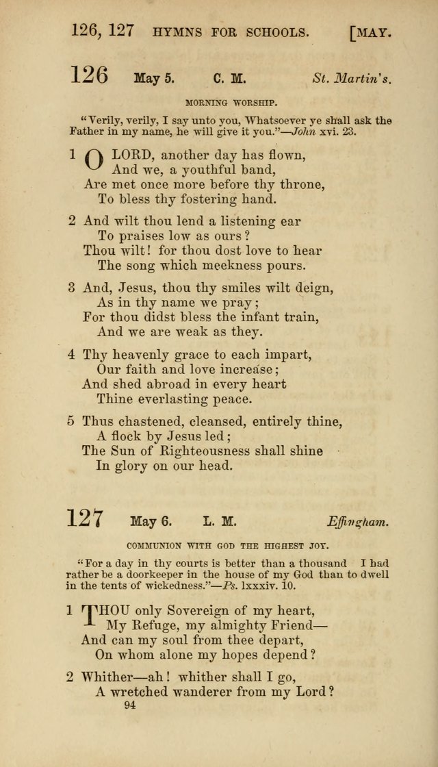 Hymns for Schools: with appropriate selections from scripture and tunes suited to the metres of the hymns (3rd ed.) page 94