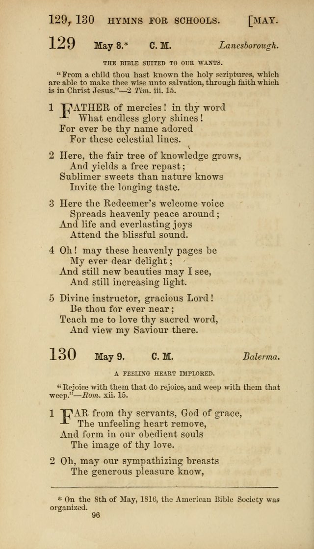 Hymns for Schools: with appropriate selections from scripture and tunes suited to the metres of the hymns (3rd ed.) page 96