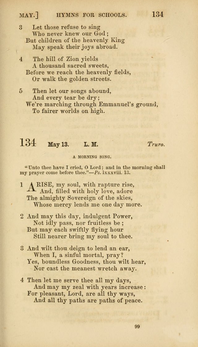 Hymns for Schools: with appropriate selections from scripture and tunes suited to the metres of the hymns (3rd ed.) page 99