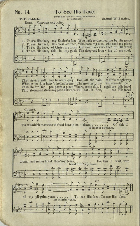 Hosannas: for Sunday Schools, conventions, etc., and generatl use in Christian work and worship page 14