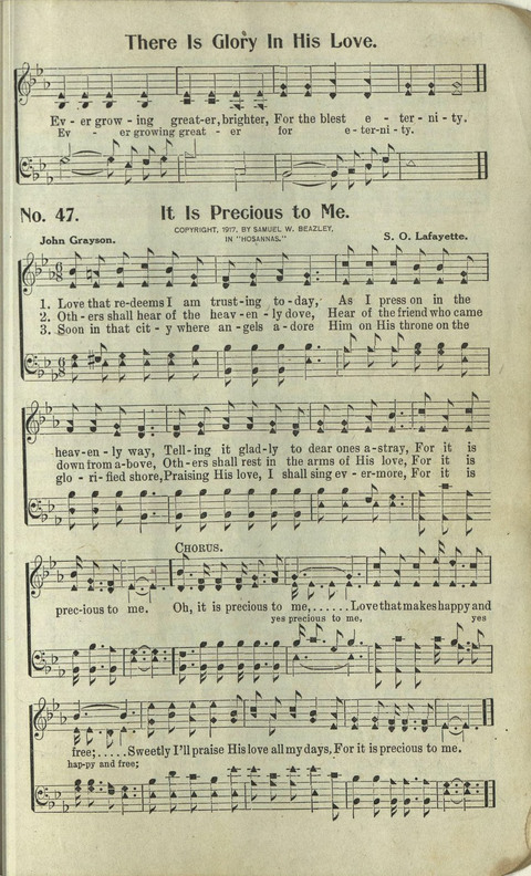 Hosannas: for Sunday Schools, conventions, etc., and generatl use in Christian work and worship page 47