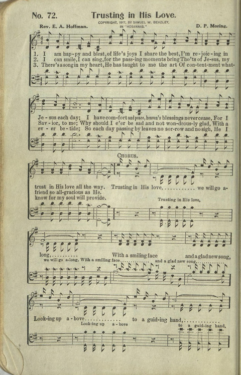 Hosannas: for Sunday Schools, conventions, etc., and generatl use in Christian work and worship page 72