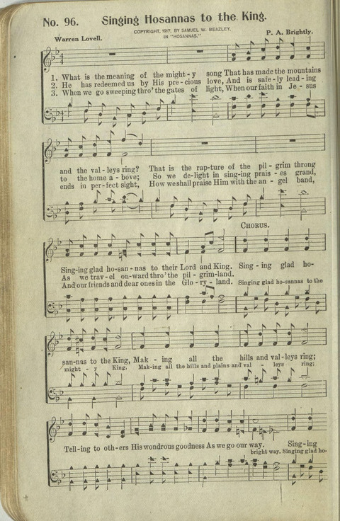 Hosannas: for Sunday Schools, conventions, etc., and generatl use in Christian work and worship page 96