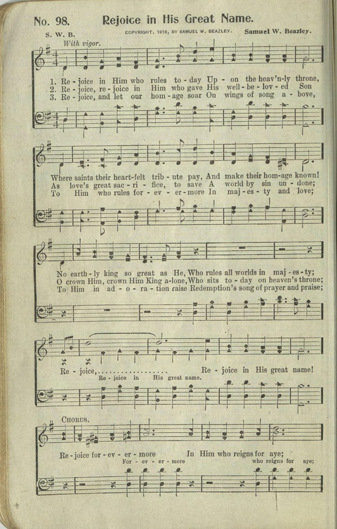 Hosannas: for Sunday Schools, conventions, etc., and generatl use in Christian work and worship page 98