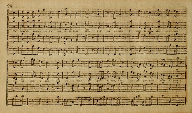 Harmonia Americana: containing a concise introduction to the grounds of music; with a variety of airs, suitable fore divine worship and the use of musical societies; consisting of three and four parts page 99